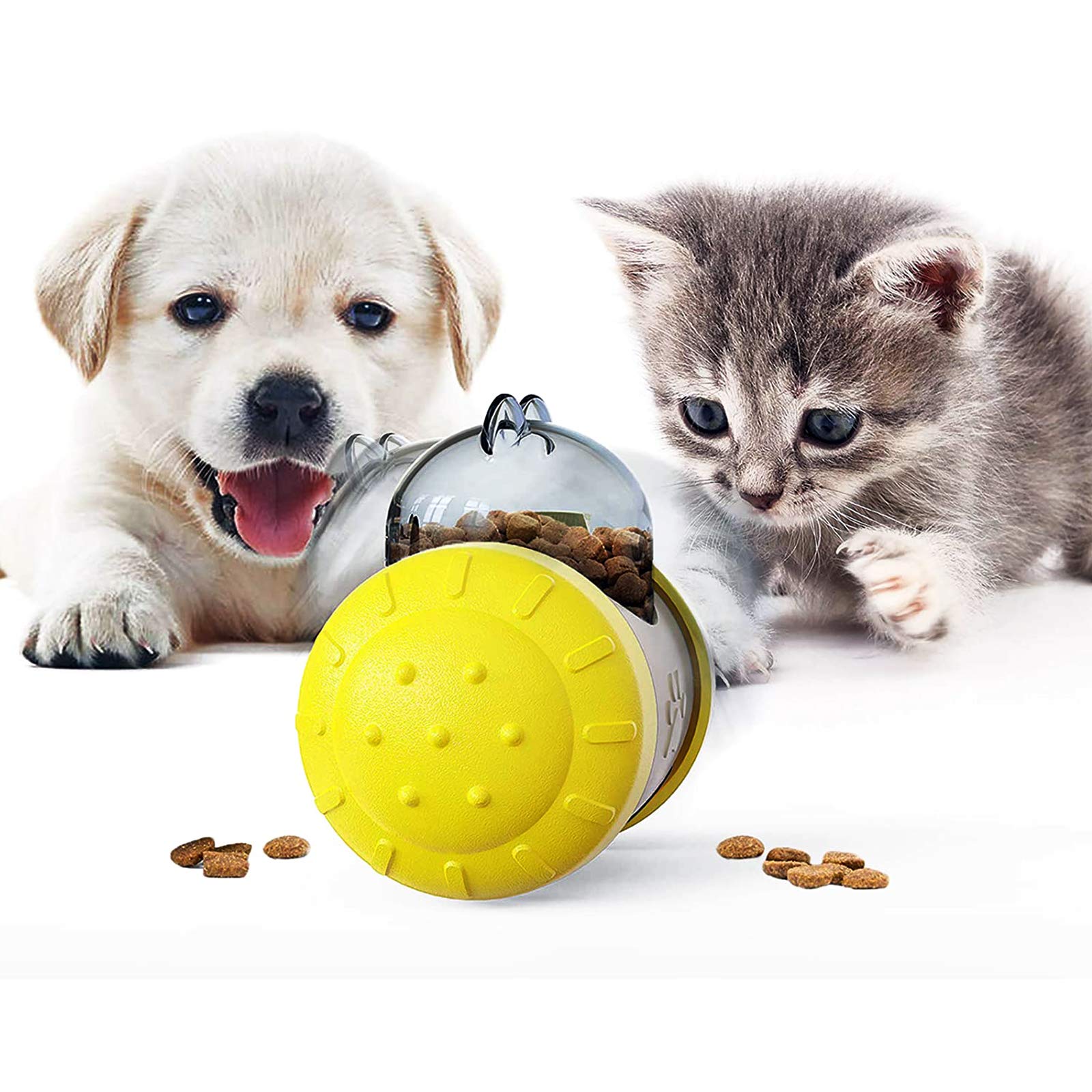 Balle jouet pour chien jaune et distributrice de nourriture pour l'exercice quotidien