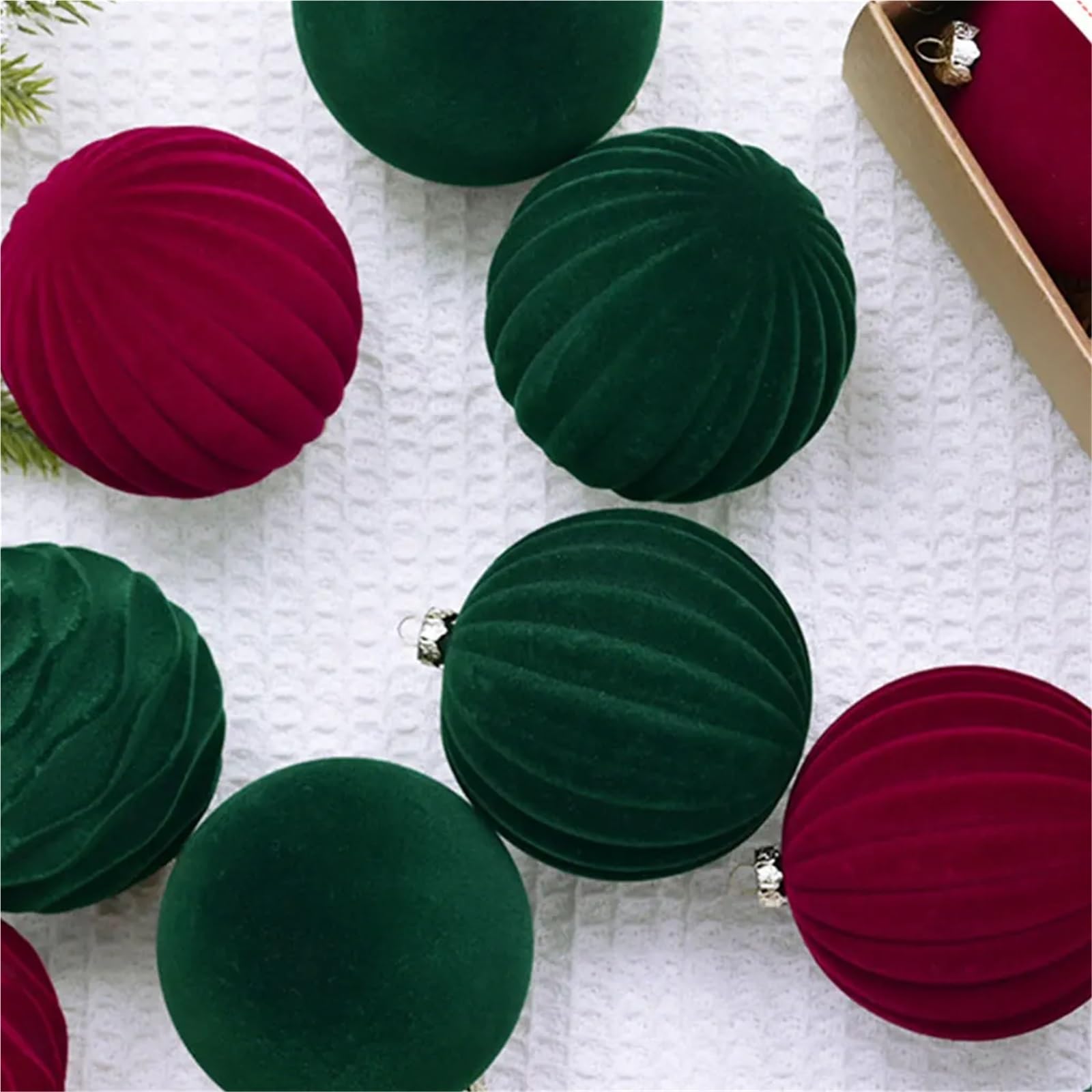 Bolas de Navidad Decoracion Lote De 12 Bolas Navideñas Extragrandes Estilo Rústico, Elegantes, 8 Cm, Color Azul(Green 8cm)