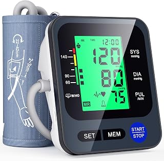 Blood Pressure Monitors for Home Use, Digital Blood Pressure Machine with 3-Color Backlit Hypertension Display, Upper Arm Large Cuff (8.7"-16.5" Adjustable) 2x99 Memory,Easy to use/Travel Black