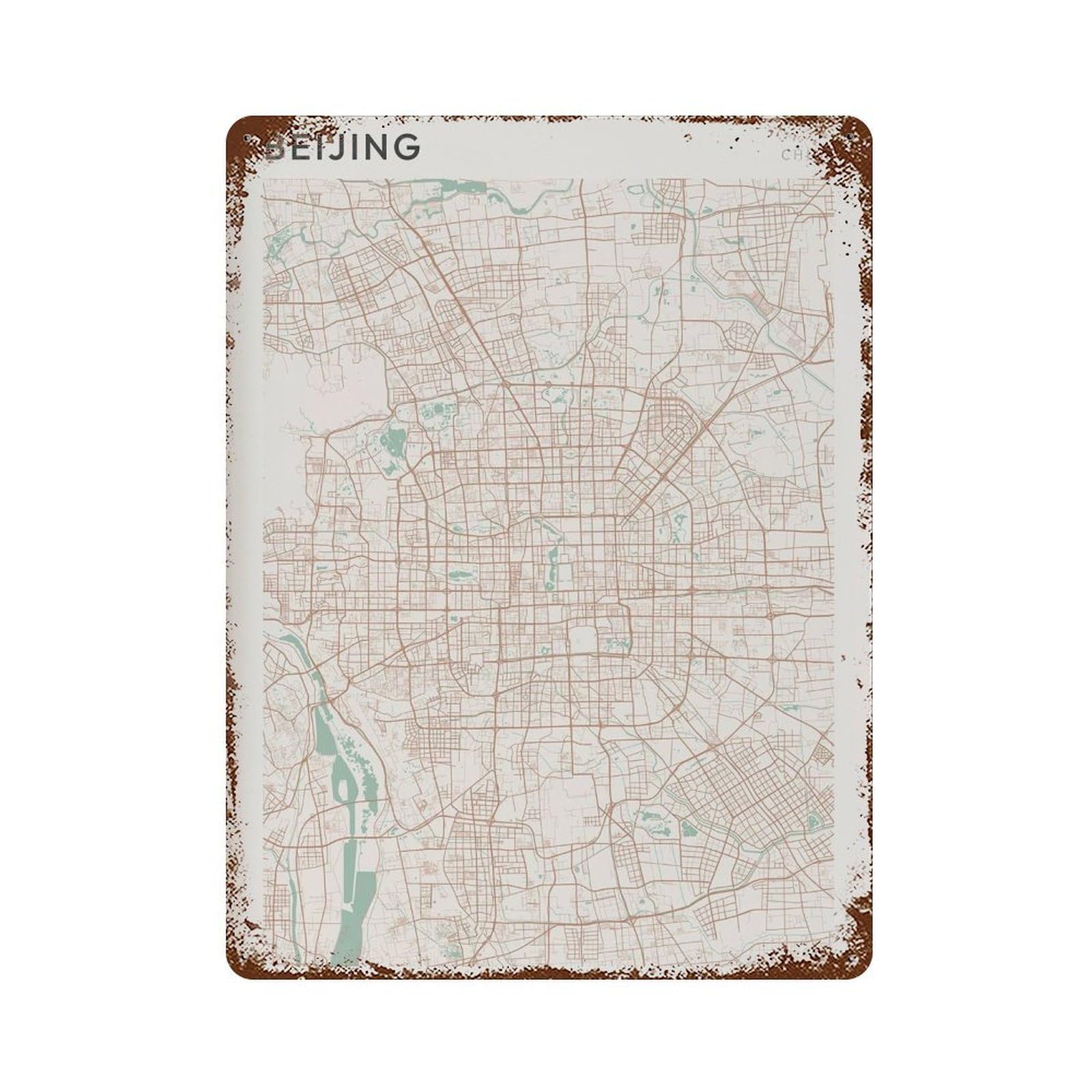 xiaoxiaoshen Beijing Map China Travel Gift Minimalist (2) Wall Decor Art Metal Tin Poster Modern Home Decor Art Home Bar Shop Decorations Vintage Sign 40x30cm