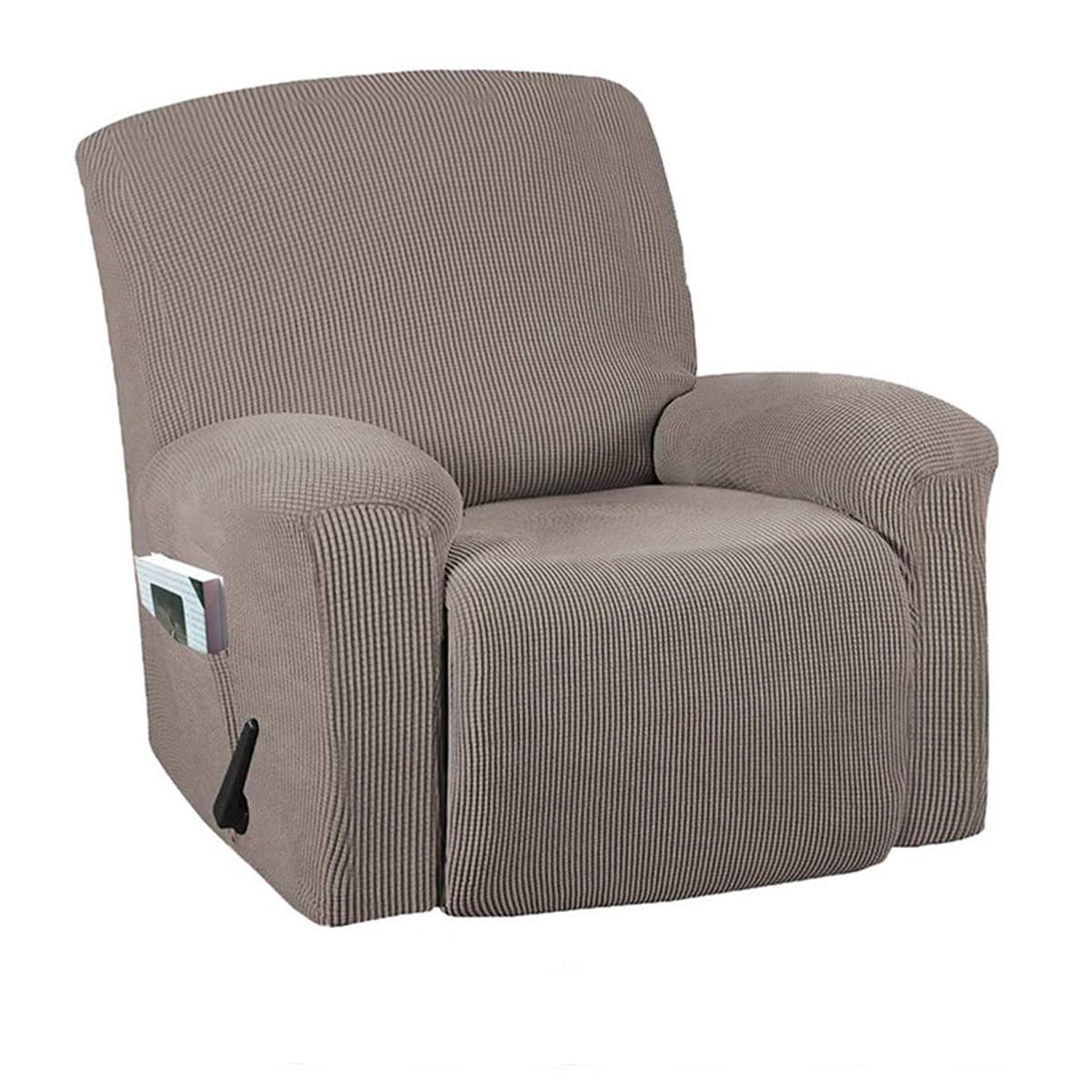Housse de fauteuil inclinable universelle couleur unie café clair relax