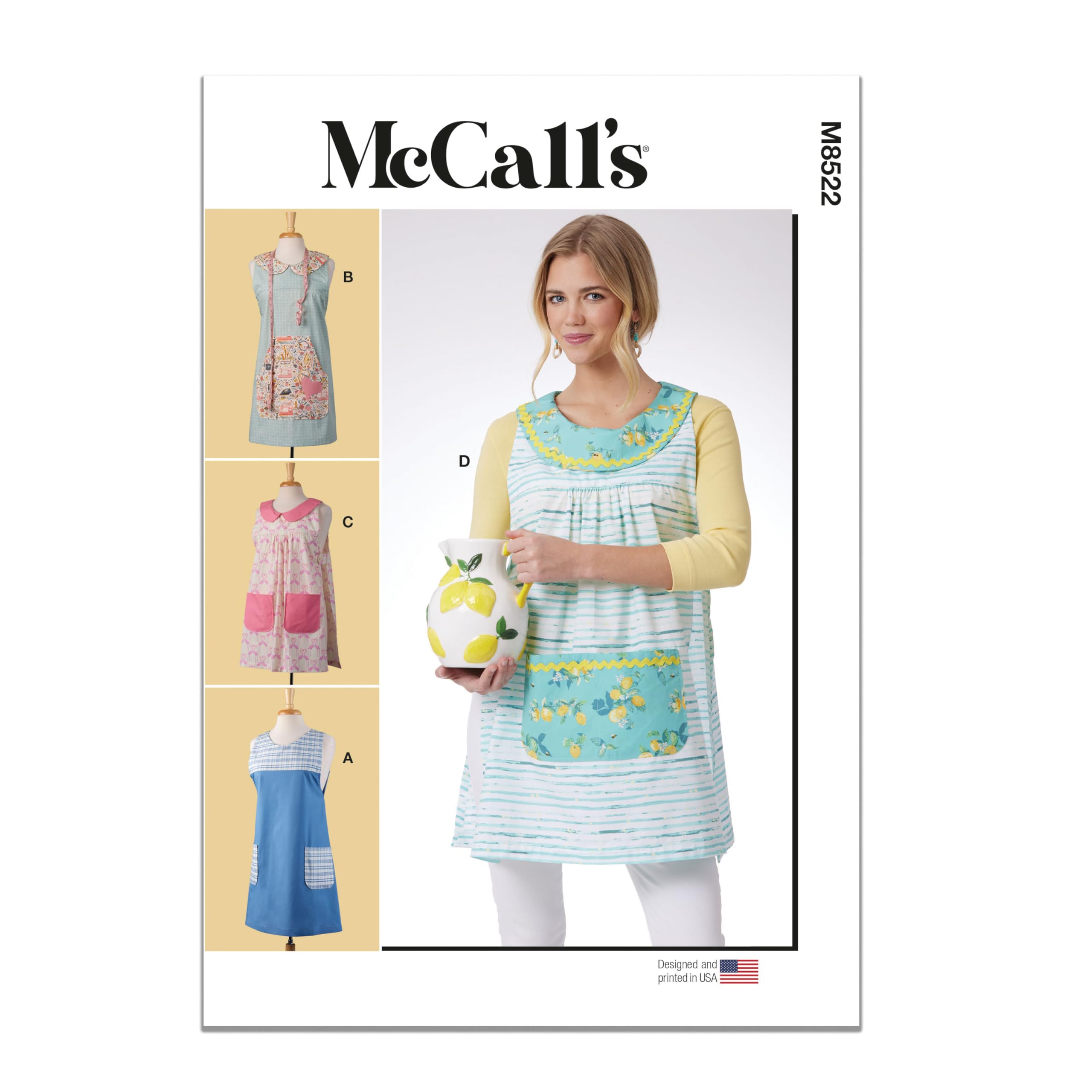 MCCALLS Sewing Pattern M8522A Misses' Cobbler Aprons A (XS-S-M-L-XL), Multicoloured