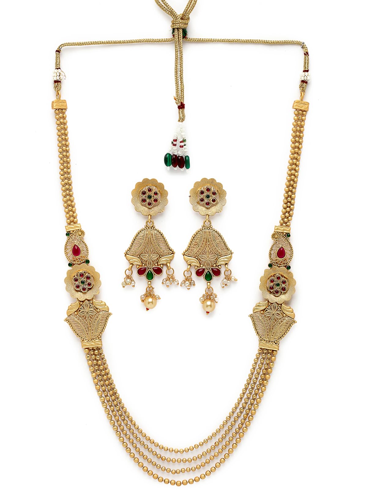 Sukkhi Natural Gold Plated Rani Haar Long Kundan Studded Multistring Necklace Set And Earring | Jewellery Set For Women (NS105728) (B0CBBB1K3D) Amazon Price History, Amazon Price Tracker