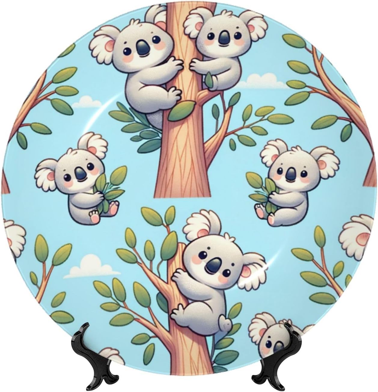 Cute-Australia-Koala-Bear 10 Inch Decorative Plate With Stand, Elegant Display Wall Plate For Home Decor