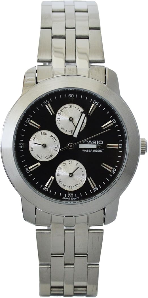 Amazon.com: Casio Men's MTP1192A-1A Silver Stainless-Steel Quartz Watch  with Black Dial : Clothing, Shoes \u0026 Jewelry
