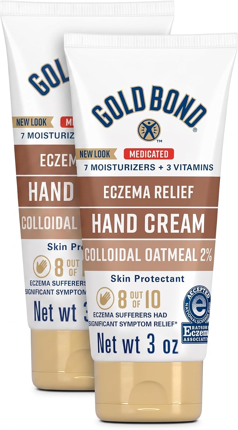 Gold Bond Hand Cream for Eczema Relief, Skin Protectant Cream With 2% Colloidal Oatmeal 3 oz. (Pack of 2)