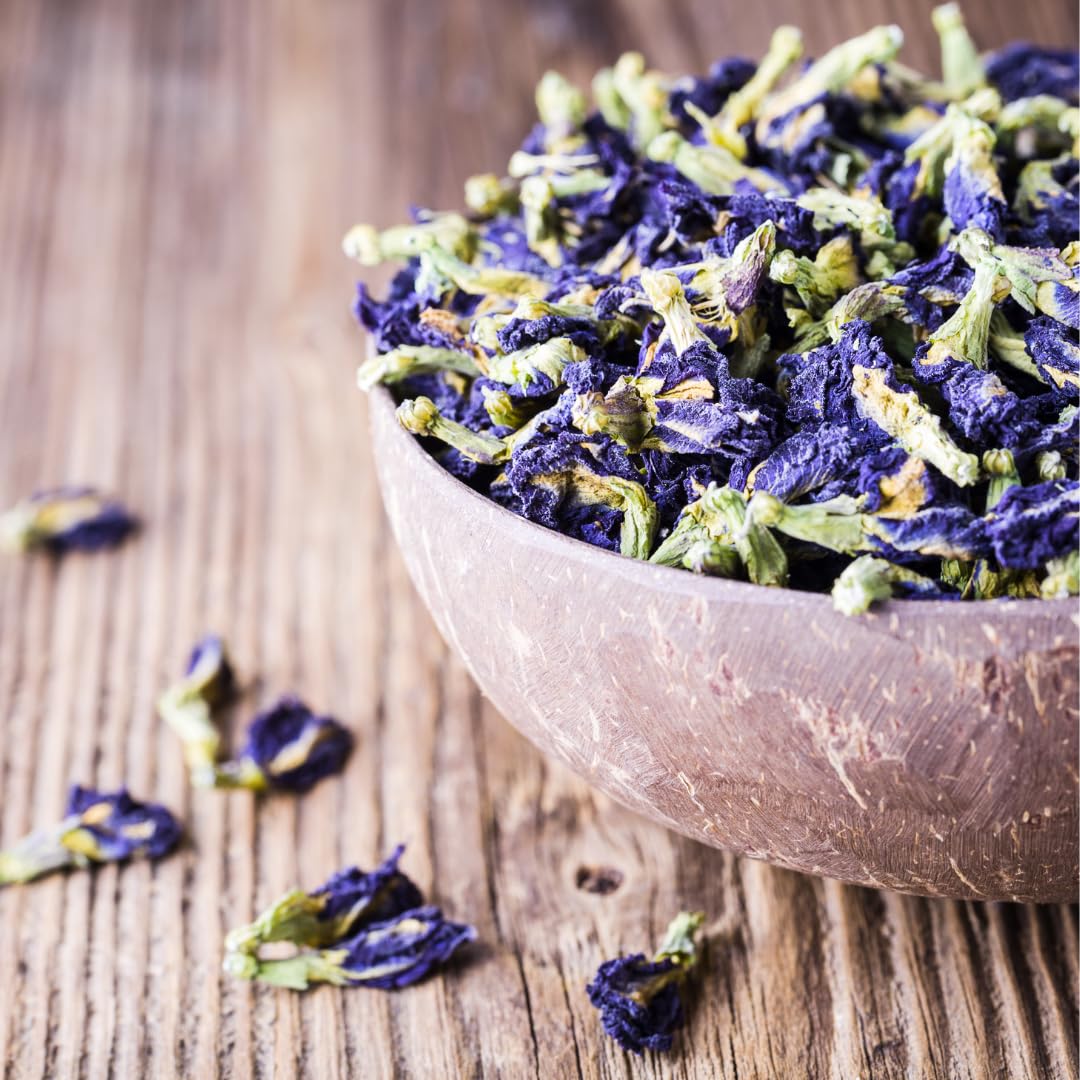 Organic Certified Butterfly Pea Tea | Premium Blue Tea | Caffeine-Free Antioxidant | Hand-Harvested Dried Flowers | 35g (1.25 oz) Whole - Stress-Relief & Vibrant Blue Infusion | Nana Solutions