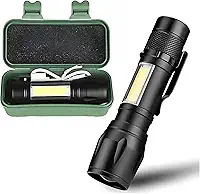 Lanterna Tática LED Recarregável USB – Potente, Zoom Ajustável, 3 Modos de Luz + COB Lateral, Resistente à Água – Ideal para Camping, Trilhas, Pesca e Emergências – Linha Premium