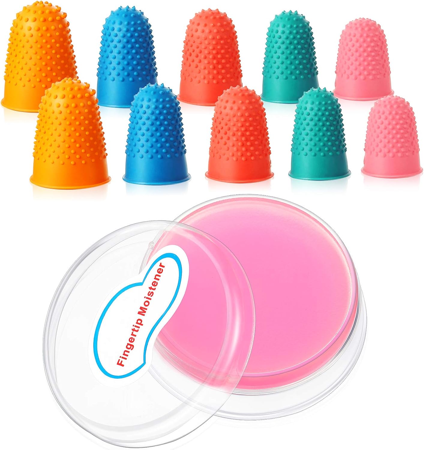 10 Pieces Rubber Fingers with 1/2 Oz Fingertip Moistener