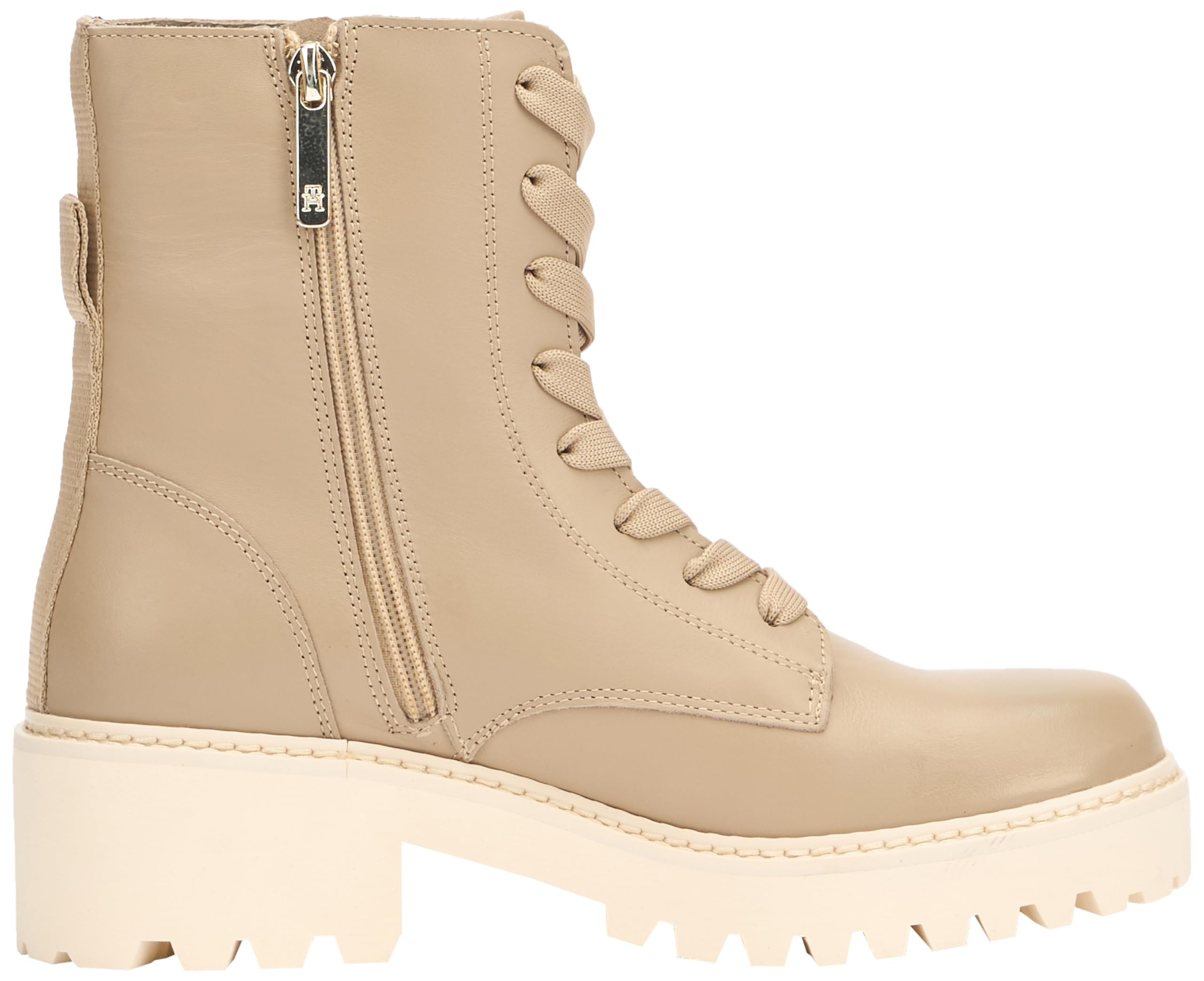 Tommy Hilfiger Donna Stivali Mezza Gamba Chic Mid Heel Leather Lace-Up con Tacco