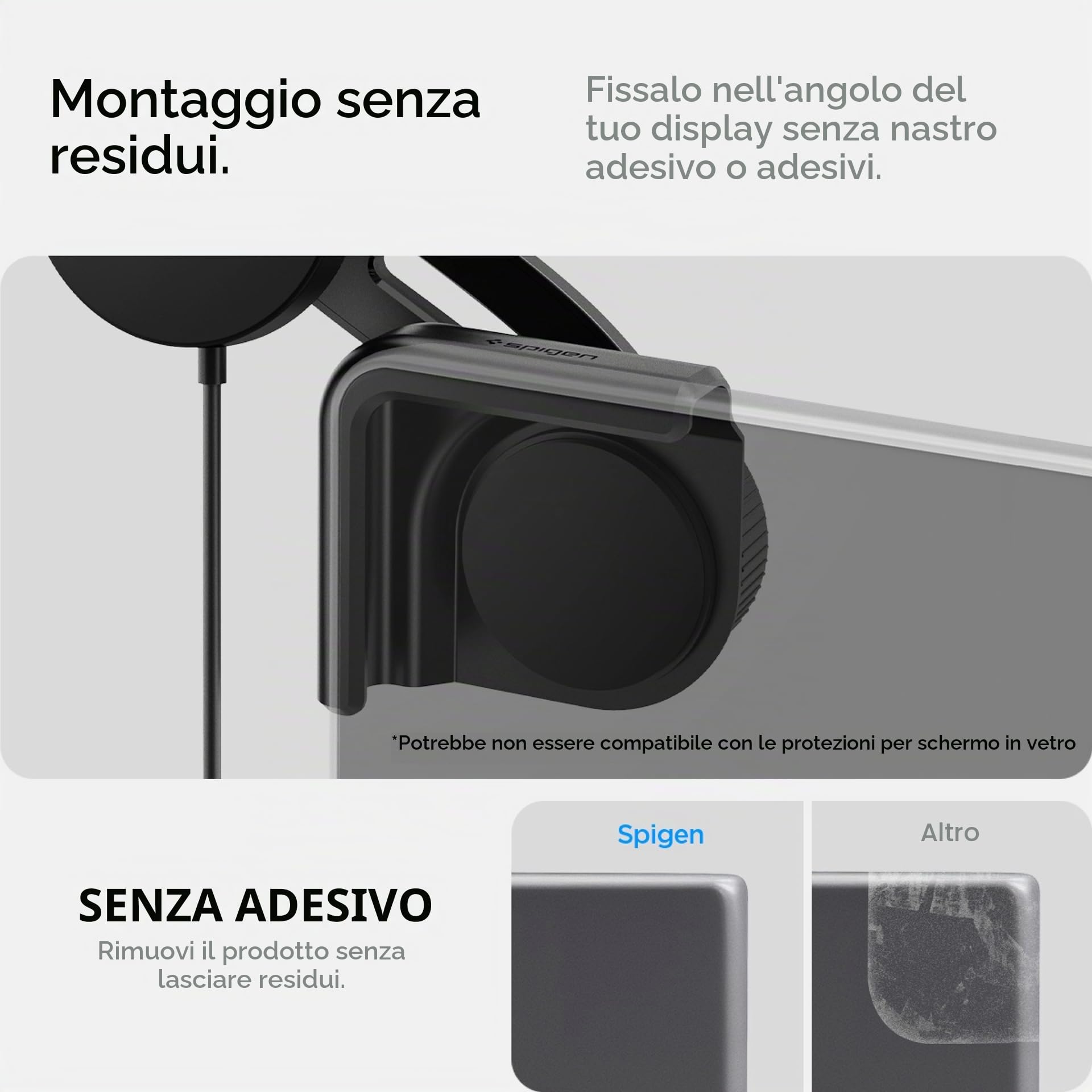 Spigen Tesla Model 3 (~2026 Highland) Model Y (~feb. 2026 Juniper) X S, Ricarica Wireless Auto [Montaggio Senza Adesivo] Supporto Telefono MagSafe Compatibile con iPhone 17 16 15 14 13 12