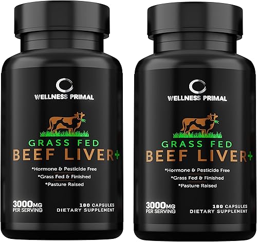 Wellness Primal Suplemento de hígado de carne de res (desecado) alimentado con pasto, hierro natural de ganado criado argentino, vitamina A, B12