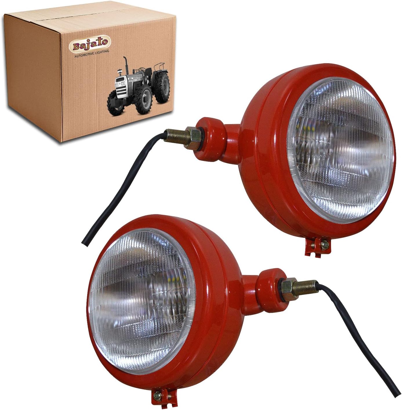 Red Headlights Assemblies with 12v Bulbs Competitive for David Brown 700 800 900 1200 1400 Series | Massey Ferguson 35 35X 65 765 | Case/IH Tractor B275 B250 B414 B444