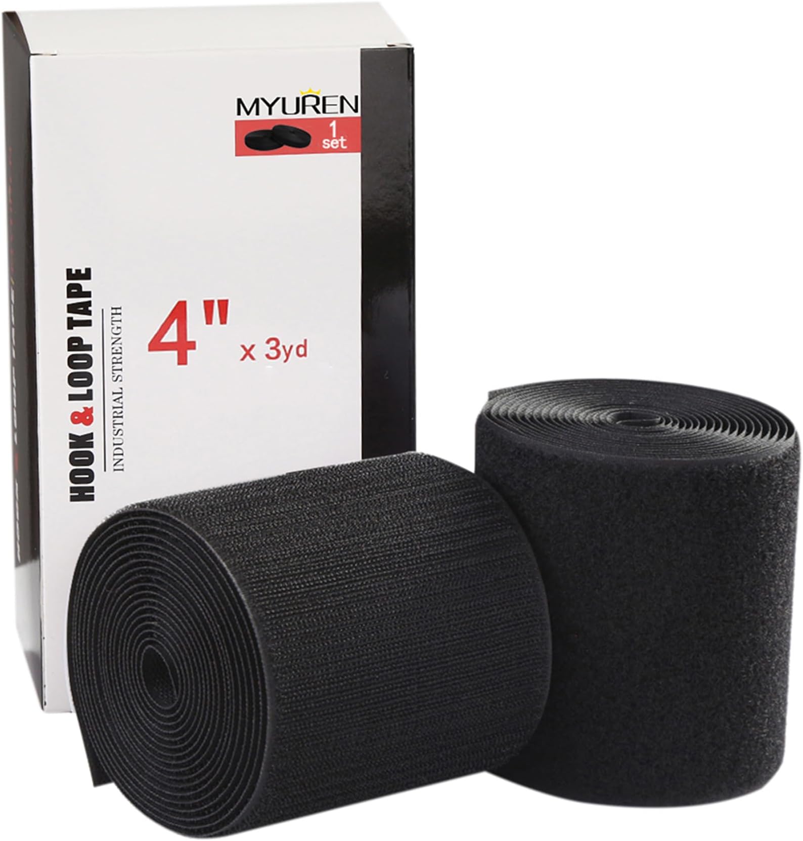 Sew on Hook and Loop Style 4 Inch Non-Adhesive Back Nylon Strips Fabric Fastener Non-Adhesive Interlocking Tape Black,3 Yard