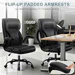 AreShark Executive Office Chair, High Back Ergonomic Comfy Desk Chair with Padded Flip-up Armrests and Wheels, PU Leather Heavy Duty Computer Swivel Rolling Task Chair for Home Office, Adults, Black
