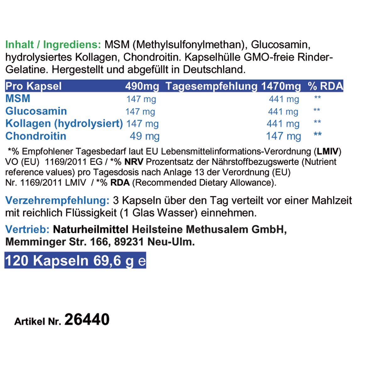 Knorpel-Gelenke-Komplex ArthroWell 360 (3x120) Kapseln Glucosamin Chondroitin MSM Kollagen-Peptide für Beweglichkeit, Rücken, Knie, Hüfte, Haut, Senioren, Älterwerden. OHNE Zusatzstoffe. 26440-3