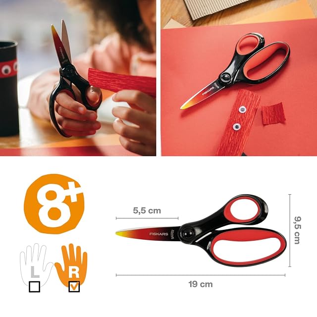 Foto 2 de 8 de Fiskars Tijeras infantiles, Tijeras para niños grandes de 8 a 11 años