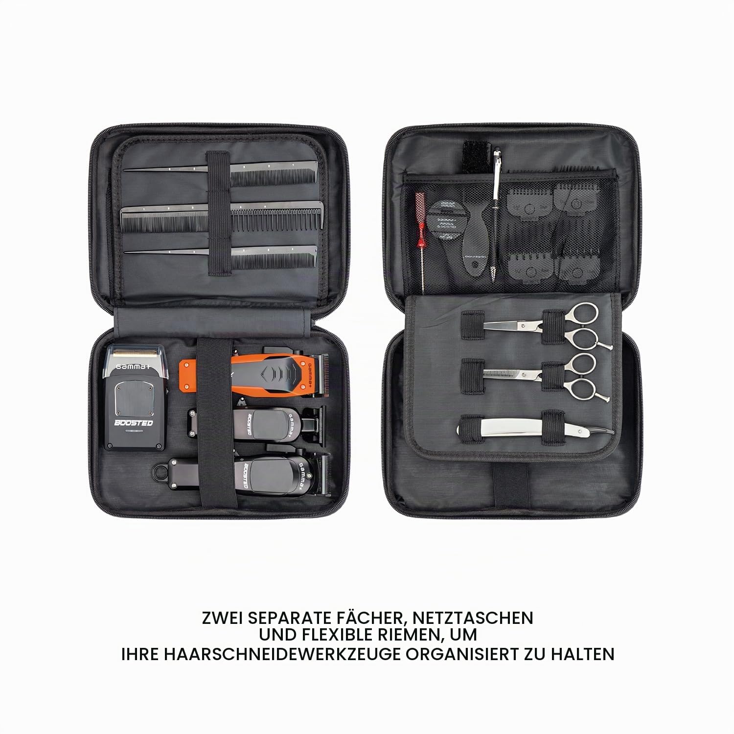 Gamma+ Reiseetui für Haarschneider, Clipper, Trimmer und Rasierer | Organizer für Barber-Zubehör | Wasserdicht | Stoßfest | Leicht | Kompakte Größe | Hartschale | Schwarz