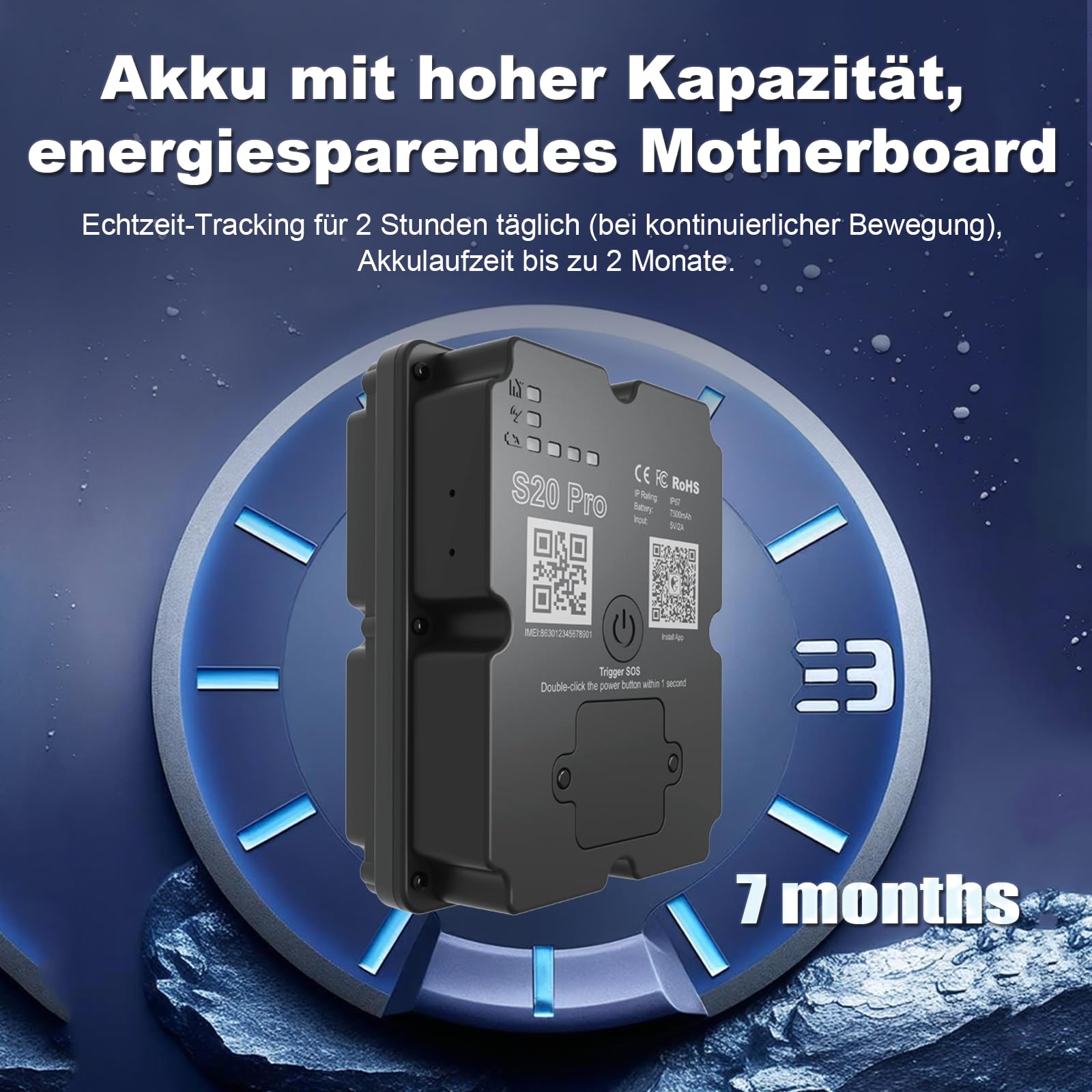 GPS-Tracker für Fahrzeuge, 100% wasserdicht, magnetisch, 4G LTE, Lange Akkulaufzeit 2–7 Monate, unbegrenzte Entfernung, Abonnement erforderlich, mehrere Warnungen, versteckter Tracker