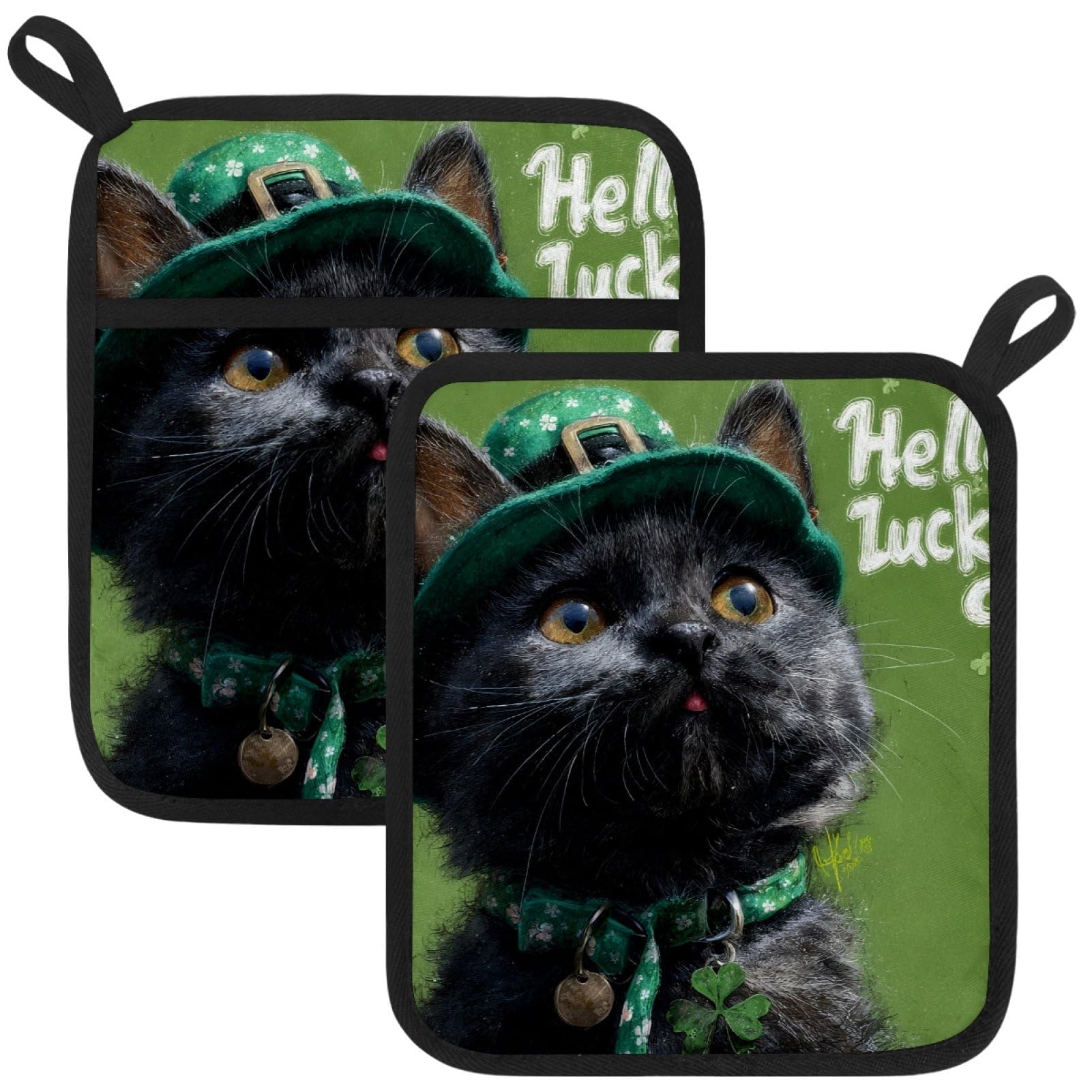 VAPOKF Lucky Cat Kitchen Hot Pot Holder, Pot Holders Heat Resistant Pot Holder with Pocket Heat Resistant Trivets for Hot Pans Cotton Pot Mitts for Kitchen Cooking Baking