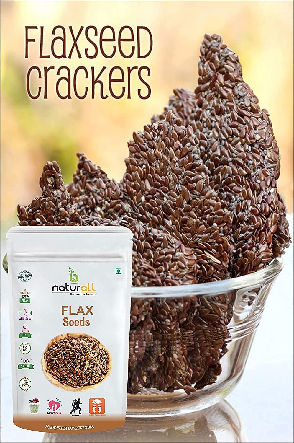 CROV Semillas de lino | Semillas Alsi ricas en fibra, semillas de lino crudas para pérdida de peso – 500 GM X 2 = 1 kg por B Naturall