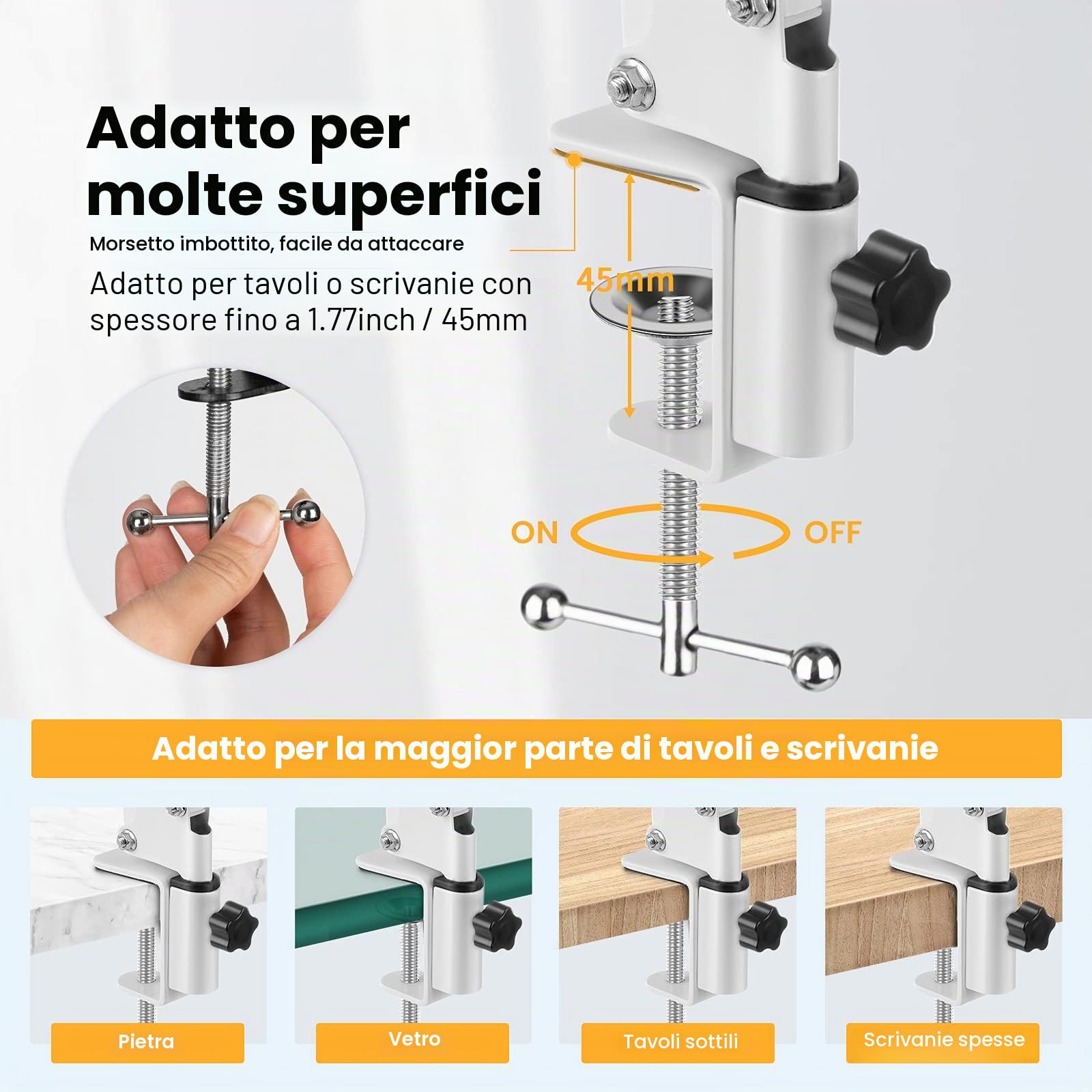 TARION Porta Cellulare Supporto per Telefono Cellulare - Supporto per Video Braccio Articolato Braccio Flessibile per Riprese Fotografiche Piatte Livestream(Bianca)
