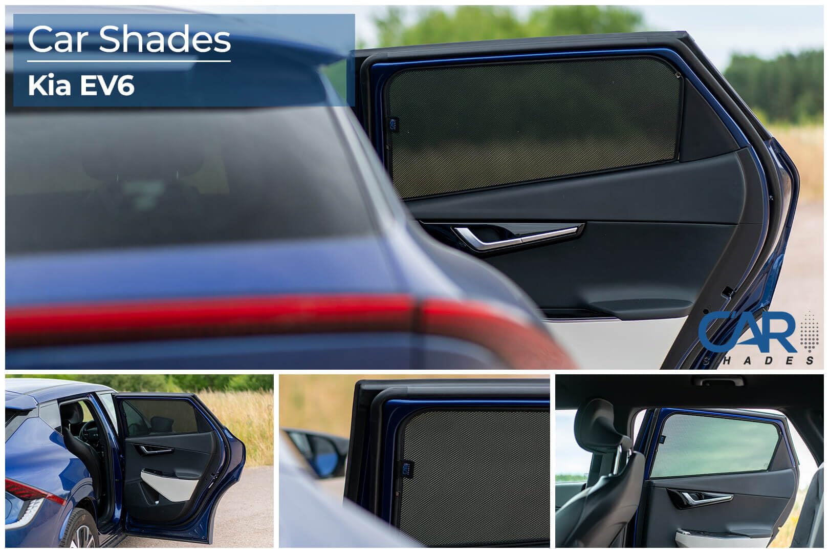 Set de Car Shades (Portes arrières) Compatible avec Kia EV6 2021- (2-pièces) Pare-Soleil sur Mesure pour Voiture
