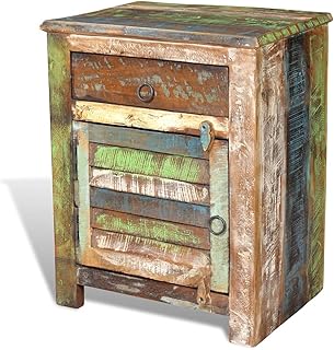 End Table with 1 Drawer 1 Door Reclaimed Wood.for Living Room, Bedroom,Nightstand Side Table ，End Table ，Bedside Tables for Living Room/Bedroom/Nursery Room/Laundry Room/Study Room,