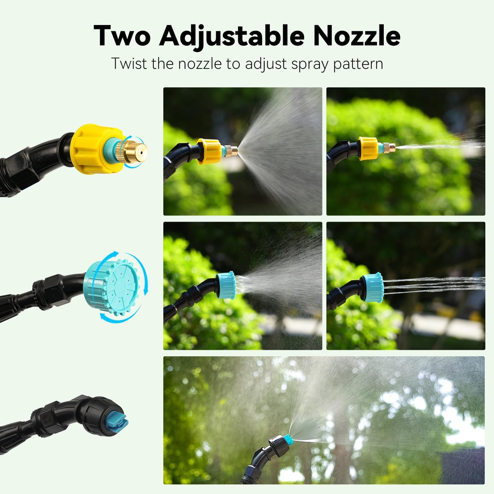 Kevsuvqin Accu-drukspuit, 5 V/2400 mAh, elektrische plantensproeier met 3 sproeiers en 5 m slang, USB-oplaadbaar handvat met batterij-indicator en telescoopstang, tuinspuit voor irrigatie