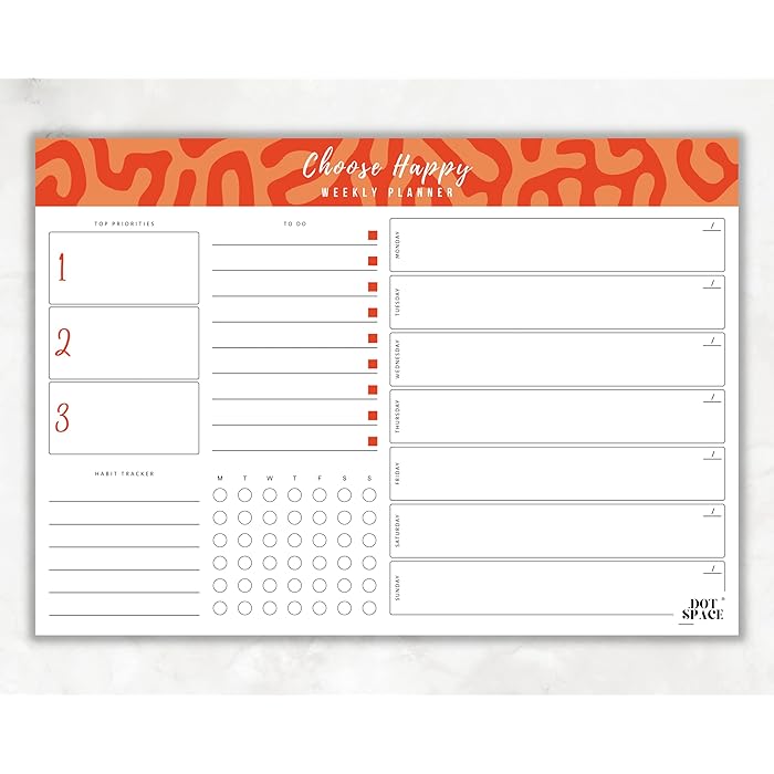 Buy Dotspace Choose Happy Weekly Planner Undated Tear Off Notepad Planner 30 Premium Sheets