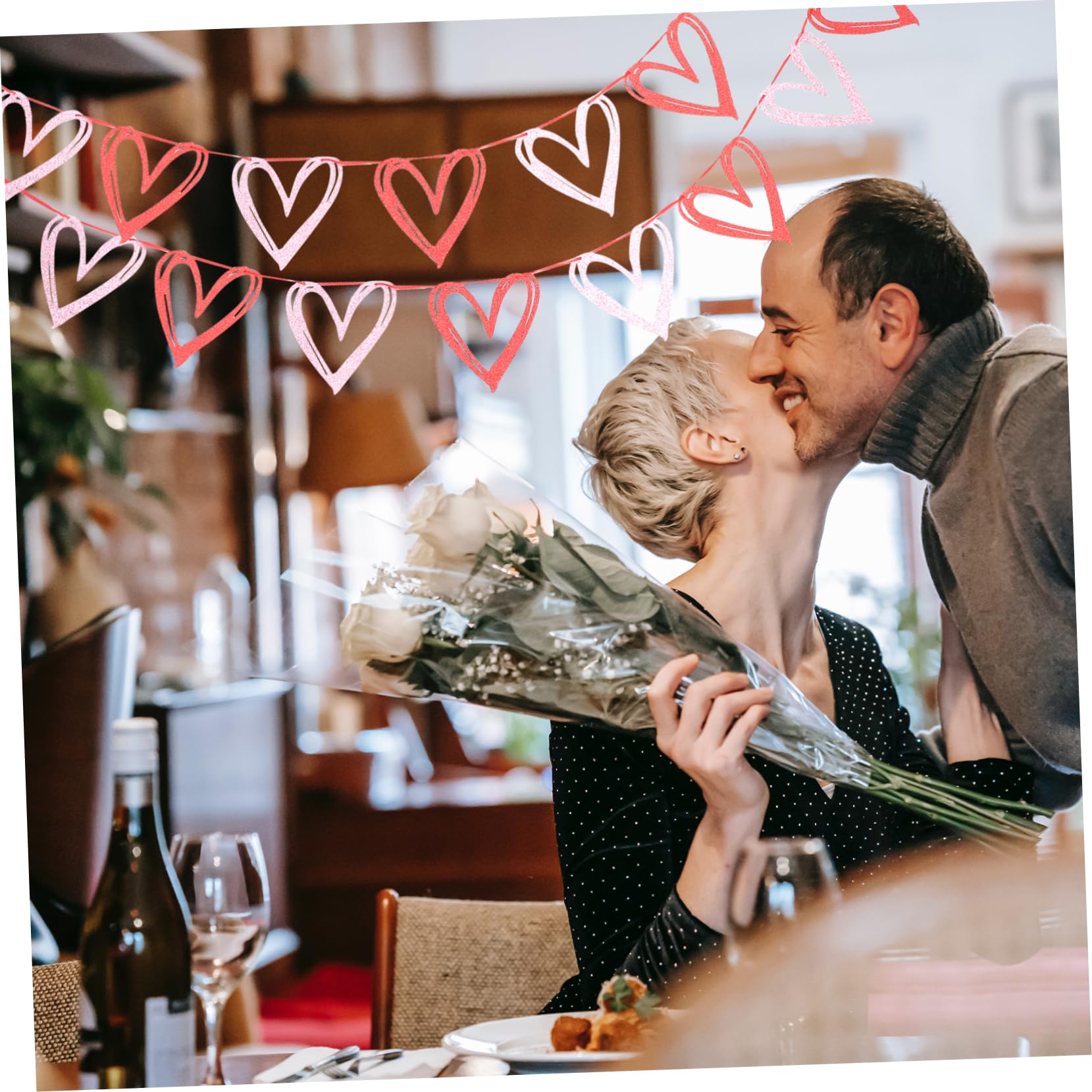 Abaodam 4 Sätze Pull-flag Zum Valentinstag Grad Dekorationen Banner Zur Silberhochzeit Hochzeitsminzbonbons Strassbandquaste Fröhliche Hochzeitsbanner Thematisiert Party Papier 2 Stück * 4