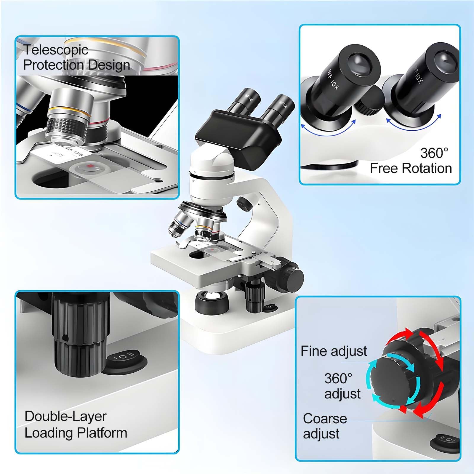 Microscopio binocular de laboratorio con pantalla HD y salida USB, ideal para universidad, escuela de medicina y aplicaciones de enseñanza de investigación