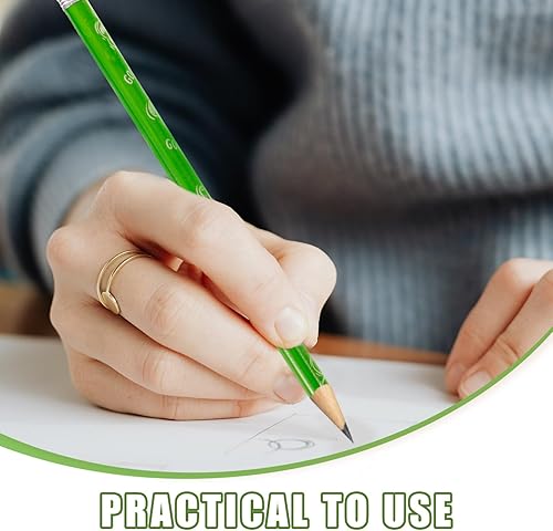 Miniatura 2 de EXCEART Lápices del Día de San Patricio, 12 lápices de trébol con borrador, tréboles, novedosos lápices de rayas, lápices de madera de la suerte,