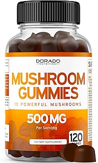 Mushroom Gummies 2500mg 10 in 1 Blend (120 Gummies with Lions Mane, Cordyceps, Reishi & More Functional Mushrooms) Focus & Brain Mushroom Supplement - Vegan & Third Party Tested - USA Made