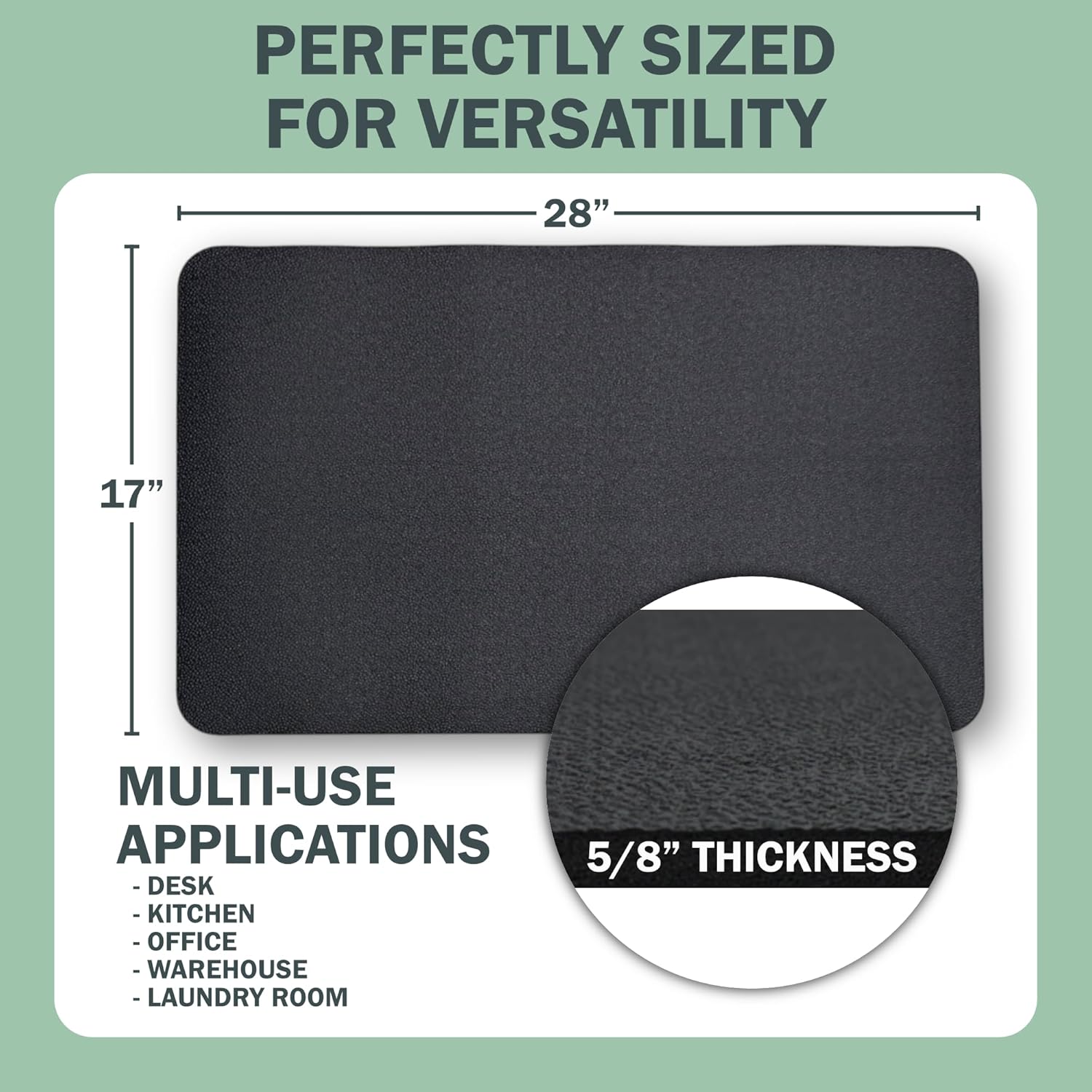 Standing Comfort Mat - 17" x 28" Anti Fatigue Foam Material - Floor Mat for Desk, Home, Office, Kitchen - Standing Desk Mat & Kitchen Floor Mat