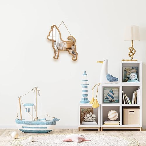 Miniatura 8 de Lindo perro con diseño de madera natural plateada enmarcado acrílico para colgar espejo de pared pegatinas decorativas bebé niños adolescentes