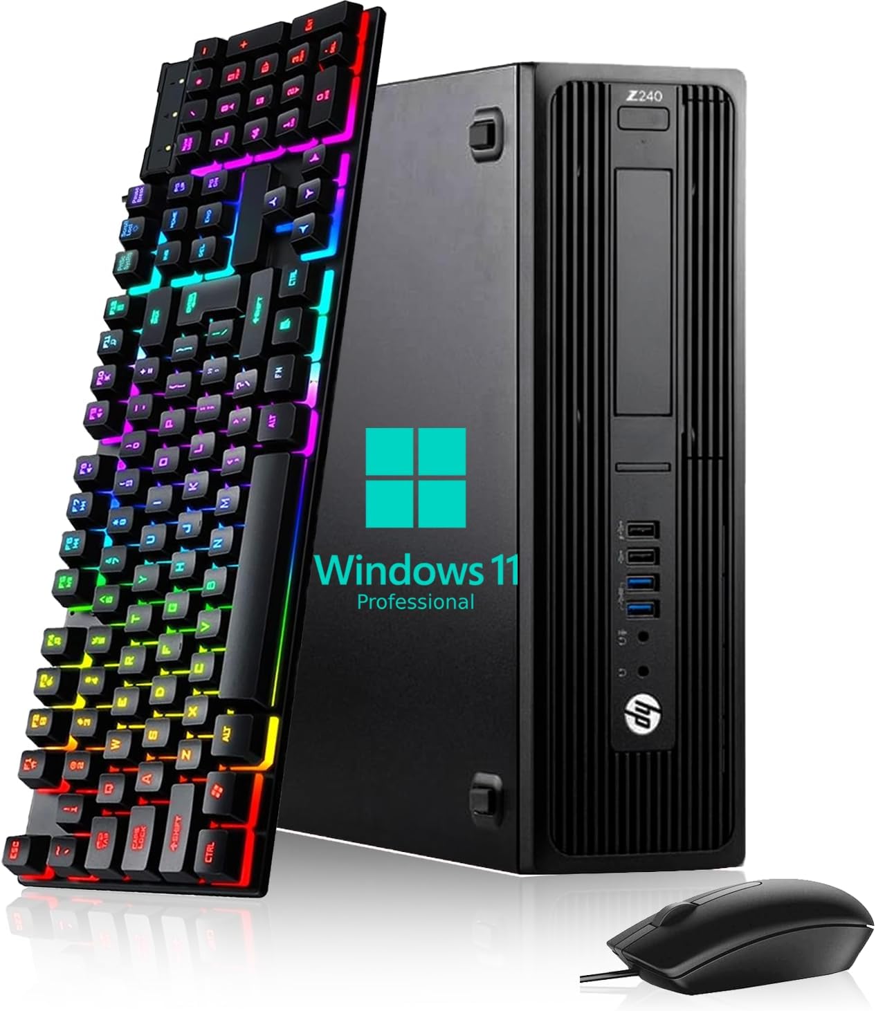 HP Z240 SFF Desktop Computer PC, Intel Core i3-6100 3.7GHz, 8GB DDR4 RAM 256GB SSD, 3 DisplayPort, WiFi, Bluetooth, Keyboard & Mouse, Windows 11 Pro (Renewed)