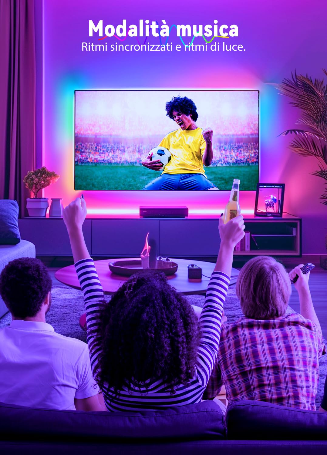 BEAEET Striscia LED 5 Metri,Strisce LED RGB+IC con APP Bluetooth e Telecomando,Strisce led Sincronizzazione Musicale,la Adatto per Interni,Feste e per Natale