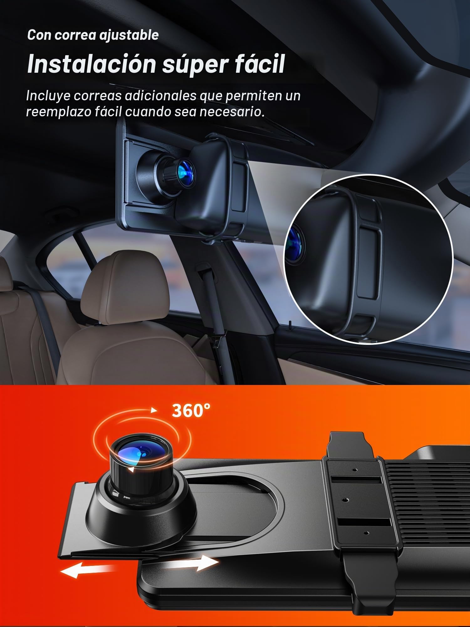 iZEEKER 4K Dash CAM, Cámara de Espejo Retrovisor 4K con Pantalla Táctil, Doble Dash CAM Coche con Tarjeta SD de 64 GB, GPS, Sensor G, Grabación en Bucle, Modo de Aparcamiento 24H, Visión Nocturna