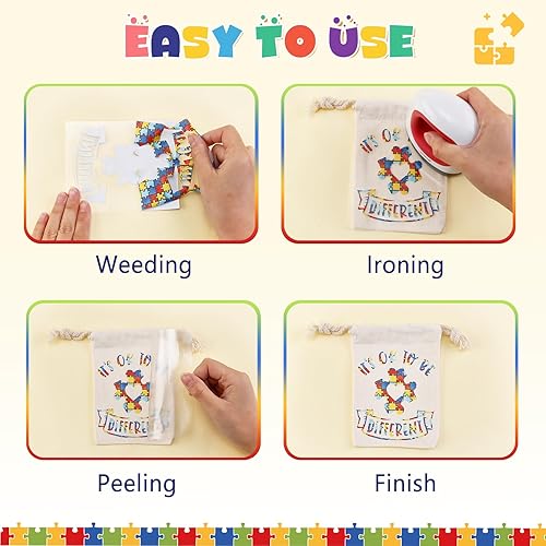 Miniatura 4 de Tintnut Rompecabezas de vinilo de transferencia de calor, 10 hojas de 10 x 12 pulgadas, rompecabezas de conciencia sobre el autismo, cortador de