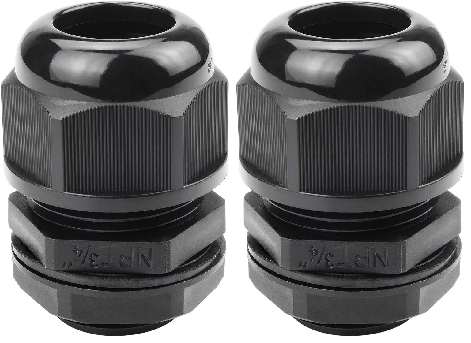 XHF 20 Pcs 3/4" IP68 Strain Relief Nylon Cord Grip Waterproof NPT Cable Glands Adjustable UL Listed and RoHS Compliant(Black) (Pack of 2)