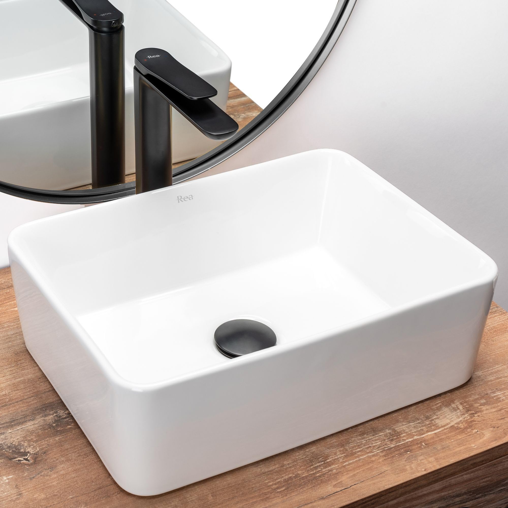 Rea Lavabo Sobre Encimera ANITA MINI Lavabo de baño de cerámica (Blanco)