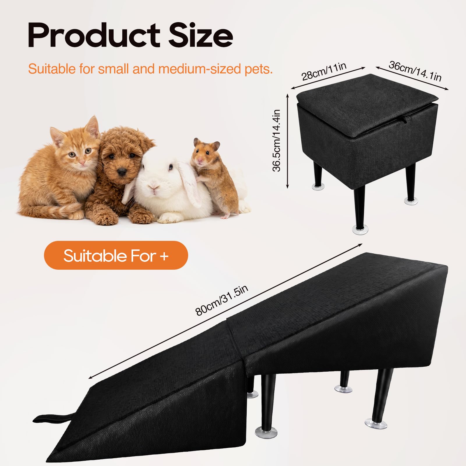 Hundetreppe Klappbar, 2-in-1 Hunderampe & Hocker für Bett und Sofa, 36x36x28cm, mit Saugnapfhalterung, Rutschfeste Rampe Hund für Kleine Ältere Hunde Katzen