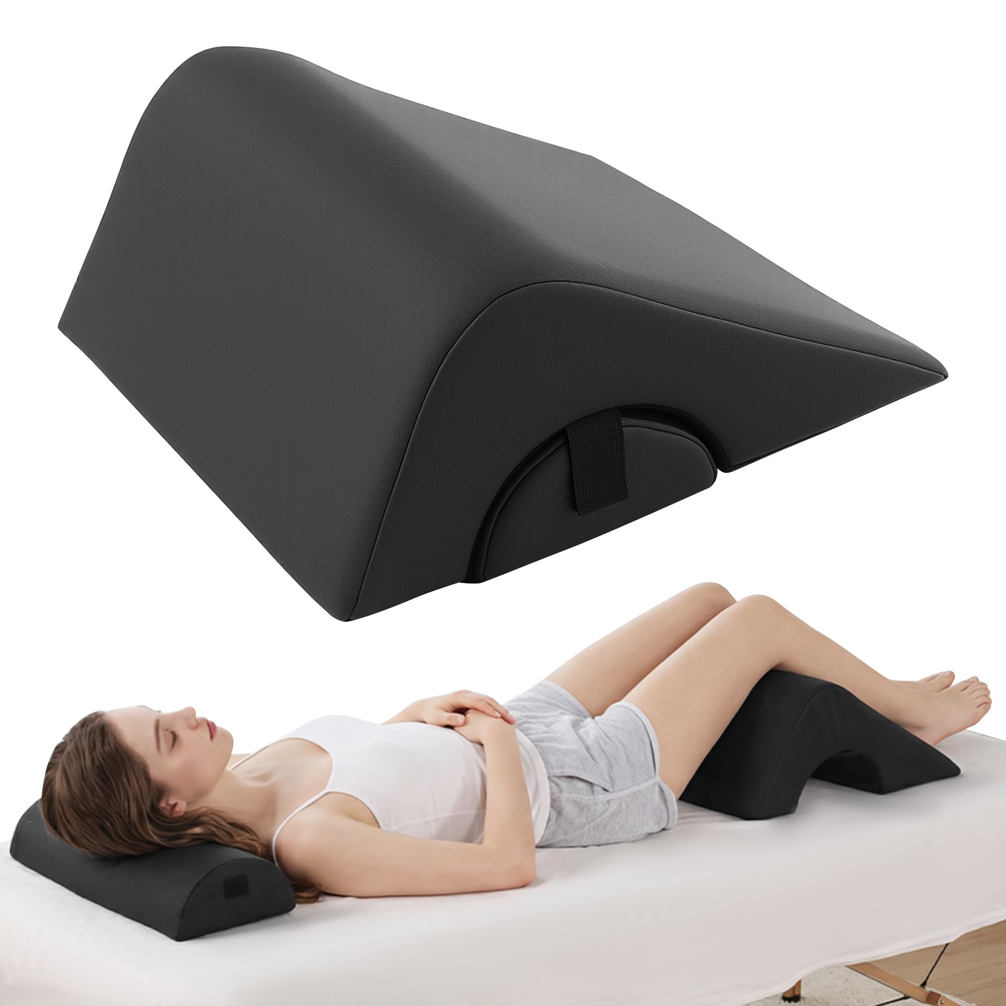 2-in-1 Beinlagerungskissen, ergonomisches Massagekissen für Knie & Beine, wasserdichtes Schaumstoff-Bolster mit Kunstlederbezug, für Massagetisch, Tattoo, Yoga & Zuhause