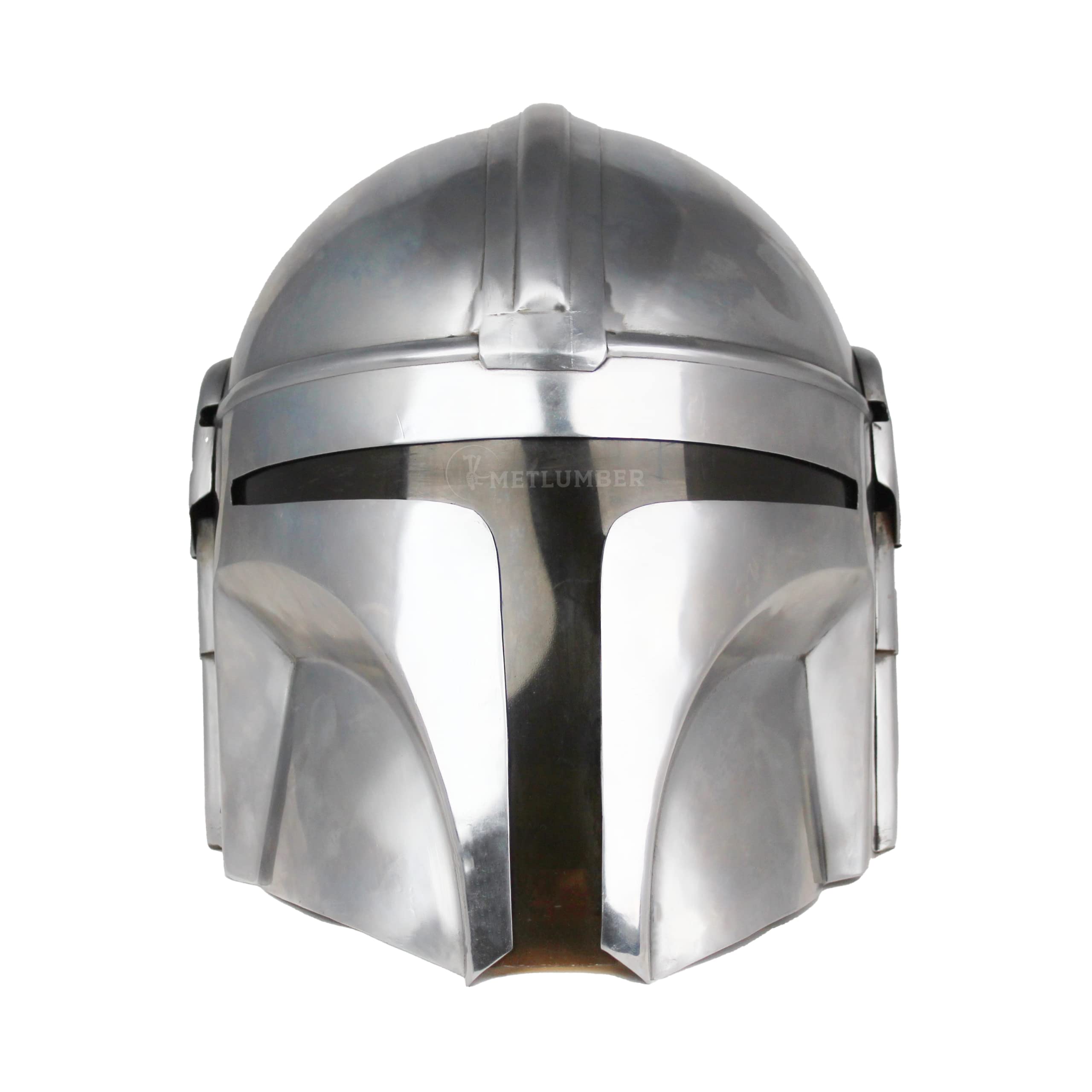 METLUMBER Mandalorian Cosplay Helmet Real Metal Wearable Boba Fett Halloween LARP Cosplay Decor with Inner Liner Roleplay Steel Mandalorian Helmet Replica