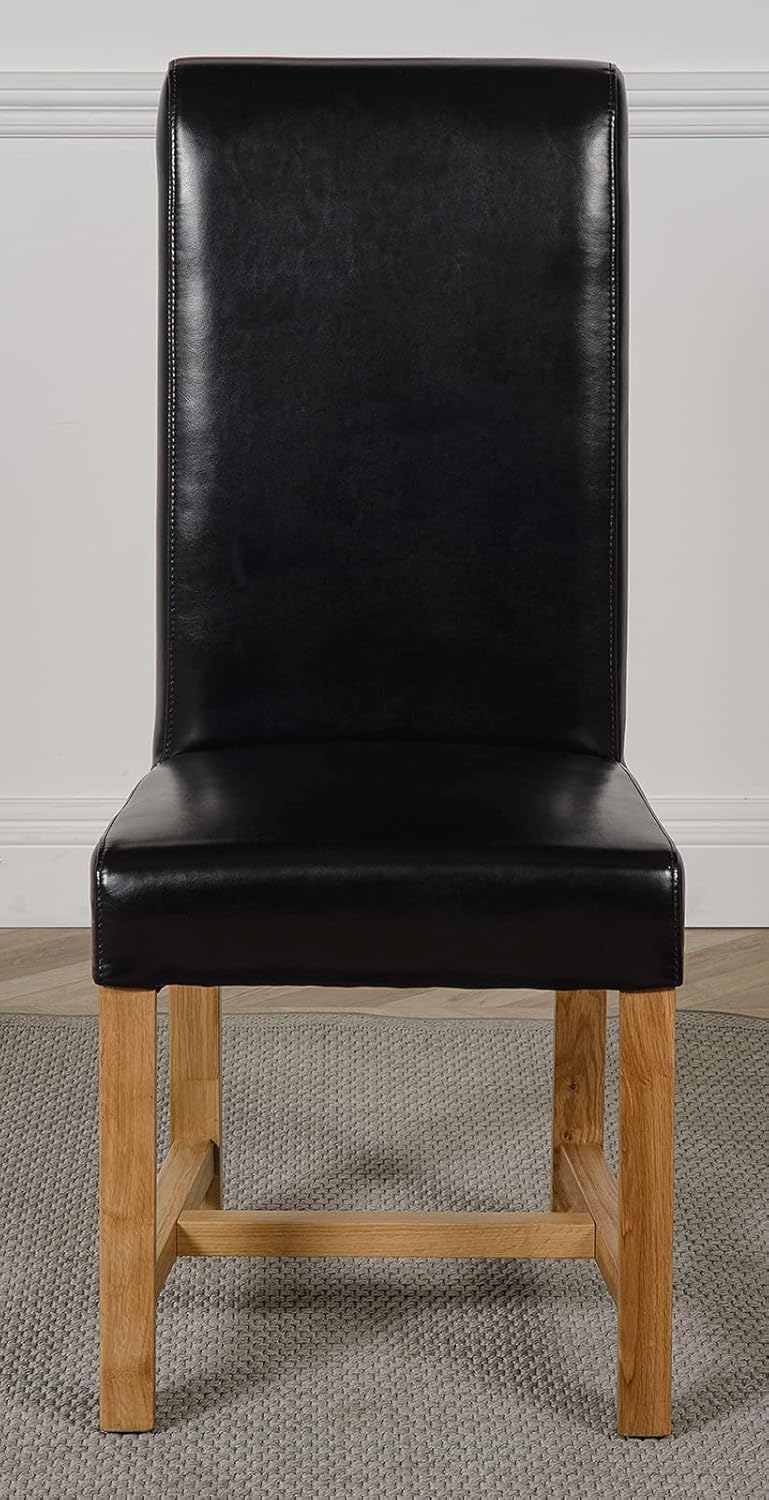 Oak Furniture King Washington Black Leather Chairs for Dining Room or