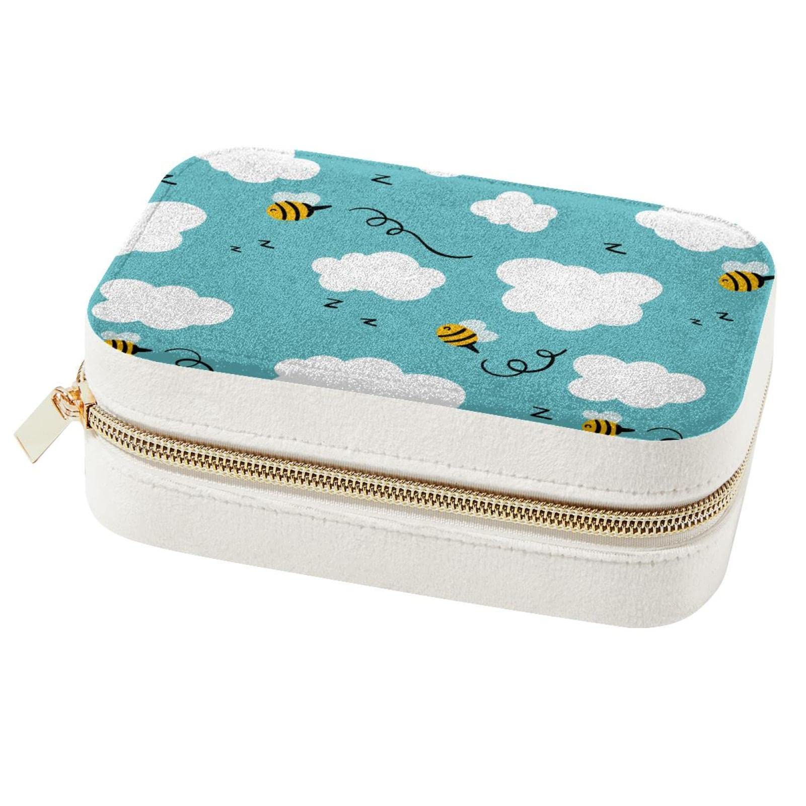 Boîte à bijoux de voyage et organiseur compact en rose poudré pour bagues et colliers