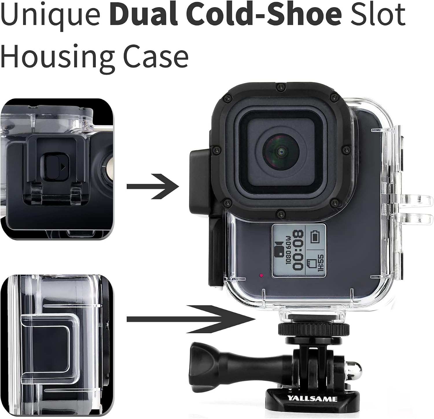 YALLSAME Waterproof Case Housing for GoPro Hero 8 Black Dive Case with Diving Filter Set 60 Metres Underwater Photography Protective Scuba Diving Snorkeling Accessories Kit for Go Pro 8 Black - Image 3
