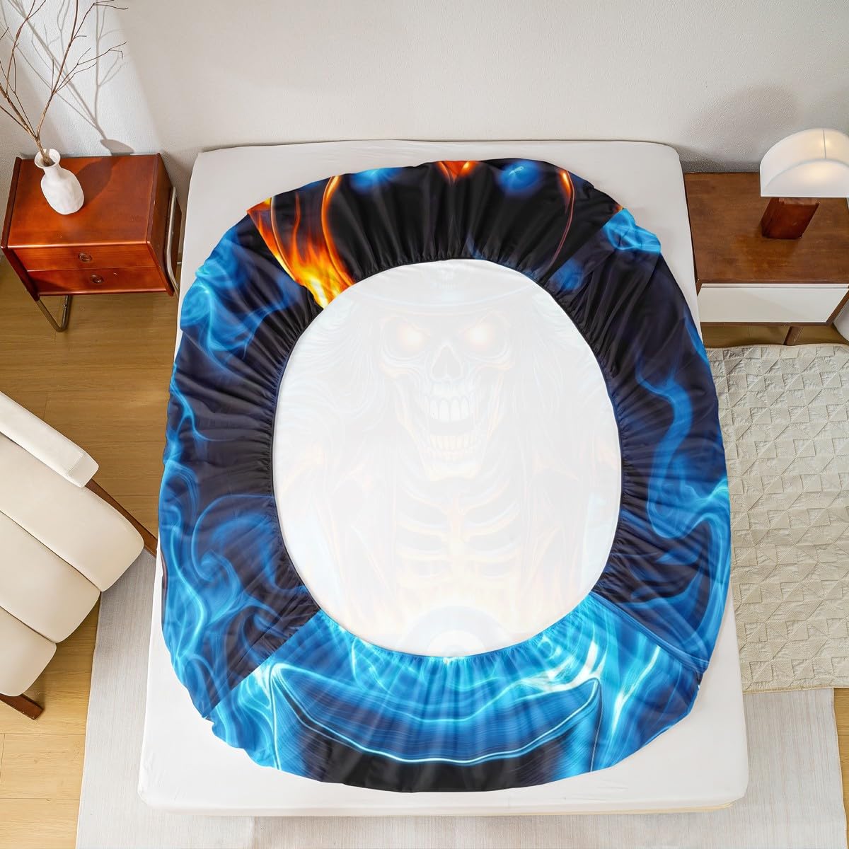 Homewish Zestaw pościeli z czaszką z cukrową czaszką podwójne w stylu science fiction gotyckie prześcieradła fajny basen 8 piłek pościelowych - kule bilardowe gotyckie prześcieradła zestaw 4 szt