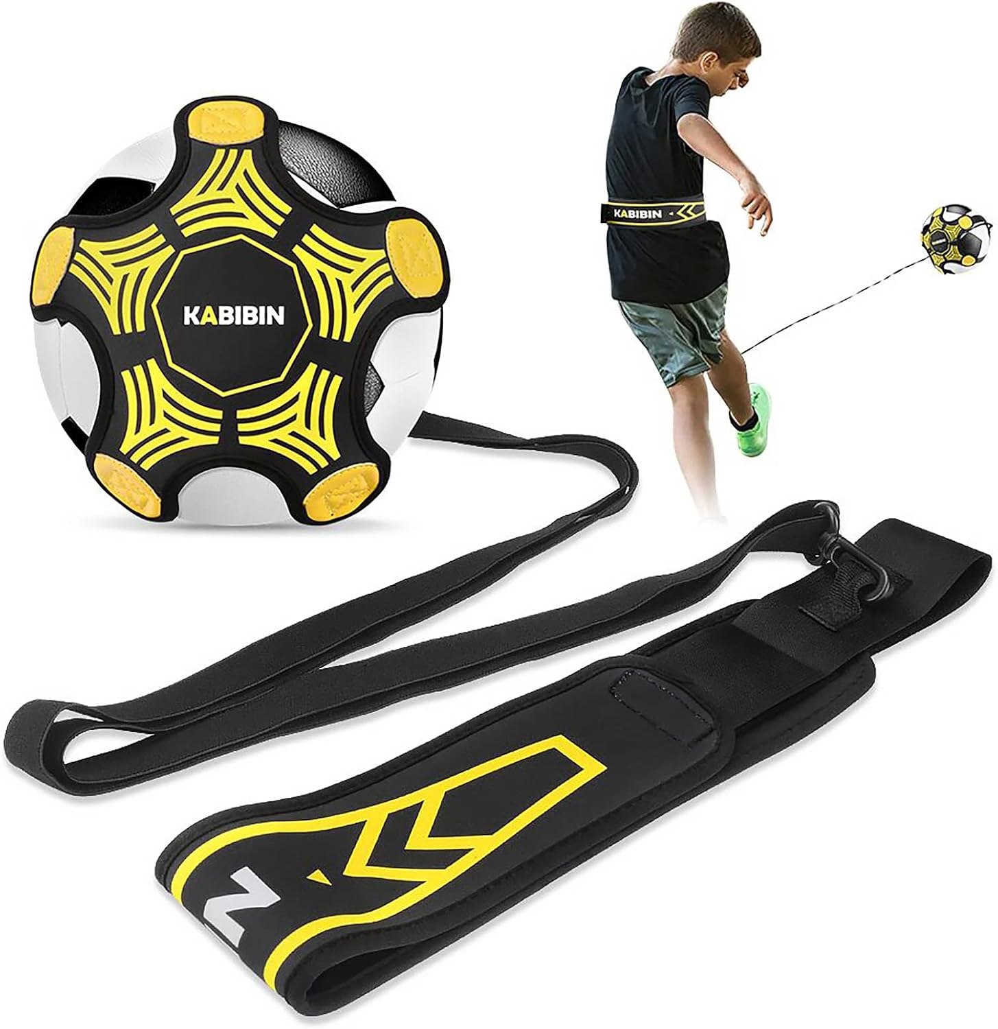 Kabibin Soccer Training Equipment, Volleyball Trainer for Kids Adults,Solo Soccer Practice Equipment Kick Throw,with Adjustable Soccer Trainer Belt